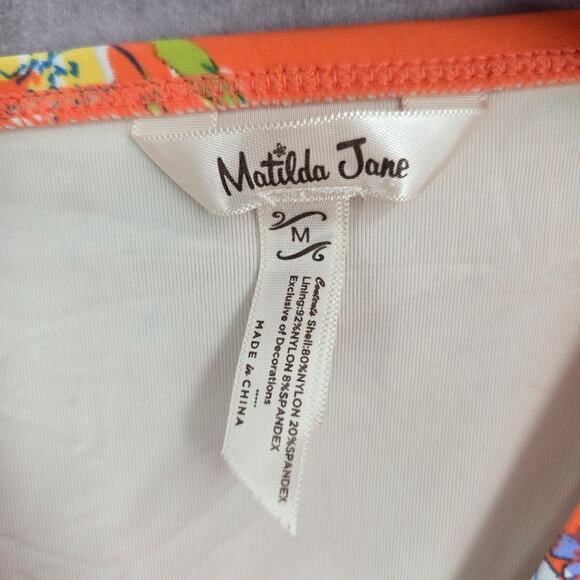 Matilda Jane Orange Floral Ruffle Cheeky High Bikini Bottom Swimwear Medium - Picture 3 of 3